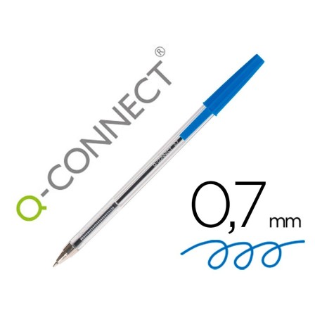 BOLIGRAFO TRANSPARENTE Q-CONNECT AZUL MEDIO KF26039