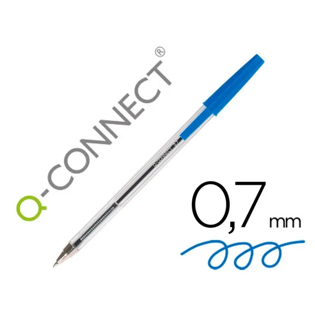 BOLIGRAFO TRANSPARENTE Q-CONNECT AZUL MEDIO KF26039
