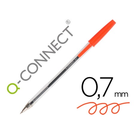 BOLIGRAFO TRANSPARENTE Q-CONNECT ROJO MEDIO KF26041