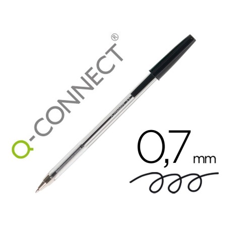 BOLIGRAFO TRANSPARENTE Q-CONNECT NEGRO MEDIO KF26040