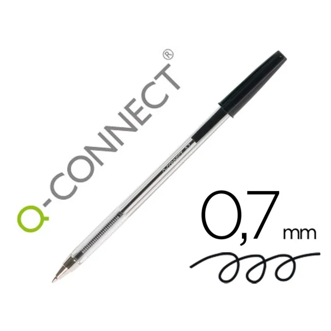 BOLIGRAFO TRANSPARENTE Q-CONNECT NEGRO MEDIO KF26040