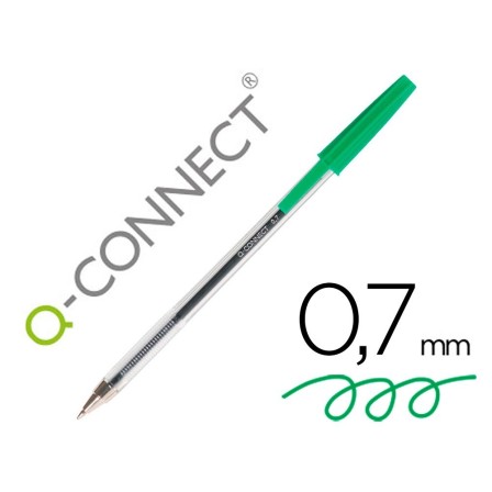 BOLIGRAFO TRANSPARENTE Q-CONNECT VERDE MEDIO KF01043