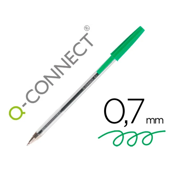 BOLIGRAFO TRANSPARENTE Q-CONNECT VERDE MEDIO KF01043