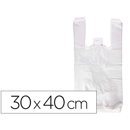 BOLSA CAMISETA RECICLADA 70% BLANCA 50 MC 30X40 CM APTA LEGISLACION...