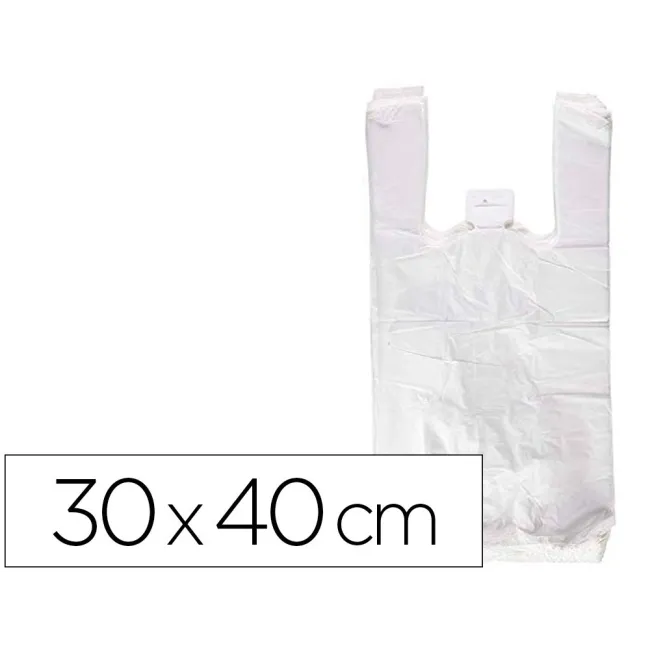 BOLSA CAMISETA RECICLADA 70% BLANCA 50 MC 30X40 CM APTA LEGISLACION...