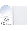 FUNDA MULTITALADRO Q-CONNECT DIN A5 100 MC CRISTAL 6 TALADROS