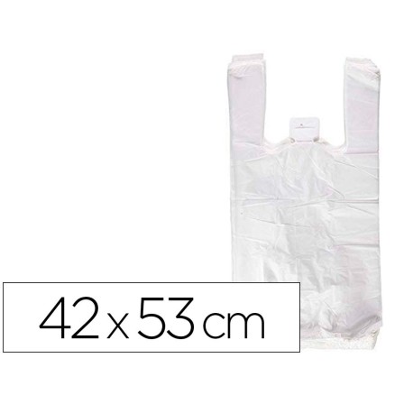 BOLSA CAMISETA RECICLADA 70% BLANCA 50 MC 42X53 CM APTA LEGISLACION...