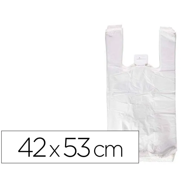 BOLSA CAMISETA RECICLADA 70% BLANCA 50 MC 42X53 CM APTA LEGISLACION...