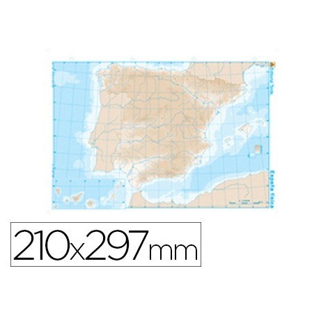 MAPA MUDO TEIDE B/N DIN A4 ESPAÑA -FISICO