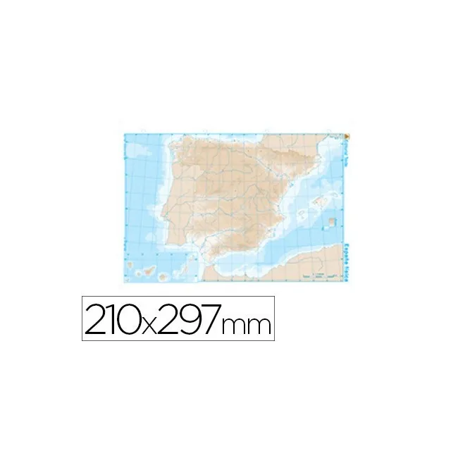 MAPA MUDO TEIDE B/N DIN A4 ESPAÑA -FISICO