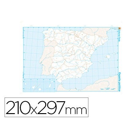 MAPA MUDO TEIDE B/N DIN A4 ESPAÑA -POLITICO