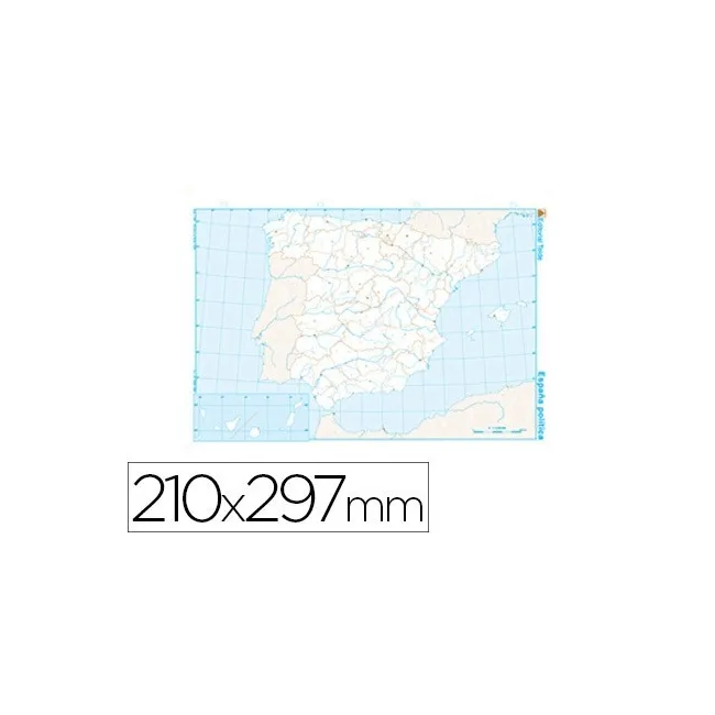 MAPA MUDO TEIDE B/N DIN A4 ESPAÑA -POLITICO