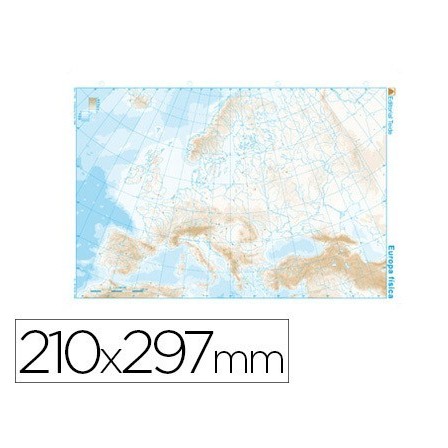 MAPA MUDO TEIDE B/N DIN A4 EUROPA -FISICO