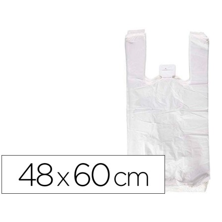 BOLSA CAMISETA RECICLADA 70% BLANCA 50 MC 48X60 CM APTA LEGISLACION...