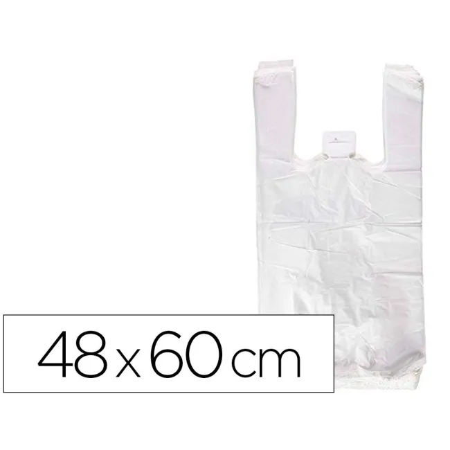 BOLSA CAMISETA RECICLADA 70% BLANCA 50 MC 48X60 CM APTA LEGISLACION...