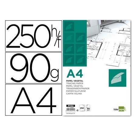 PAPEL DIBUJO LIDERPAPEL 210X297MM 90G/M2 VEGETAL