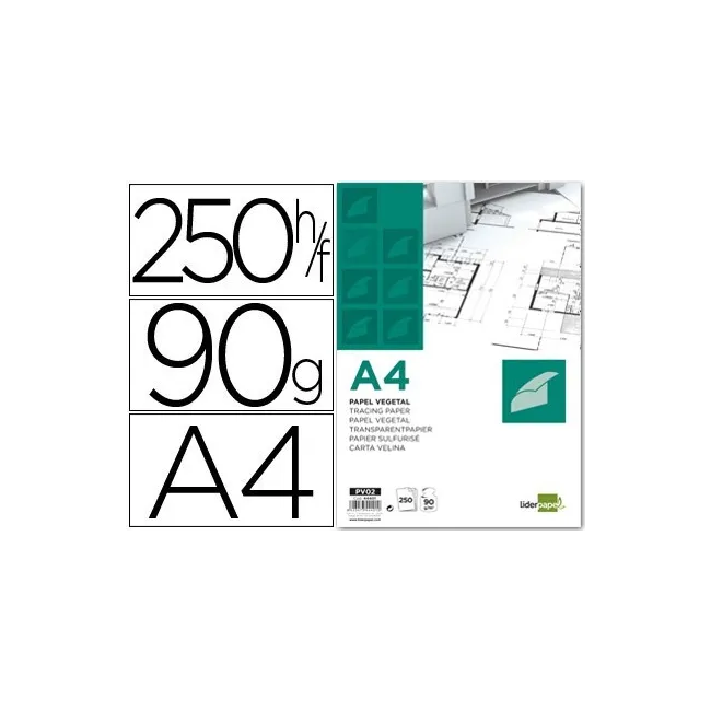 PAPEL DIBUJO LIDERPAPEL 210X297MM 90G/M2 VEGETAL
