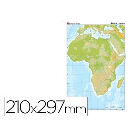 MAPA MUDO TEIDE COLOR DIN A4 AFRICA -FISICO