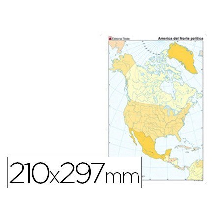 MAPA MUDO TEIDE COLOR DIN A4 AMERICA NORTE POLITICO