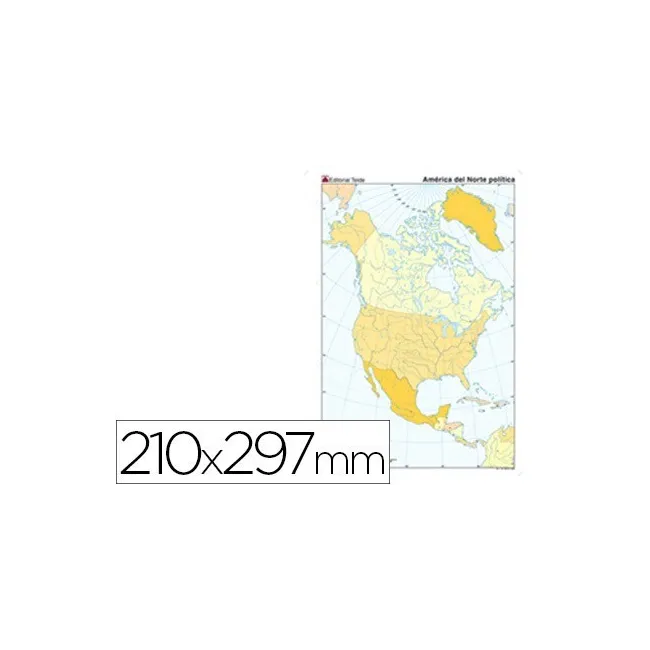 MAPA MUDO TEIDE COLOR DIN A4 AMERICA NORTE POLITICO