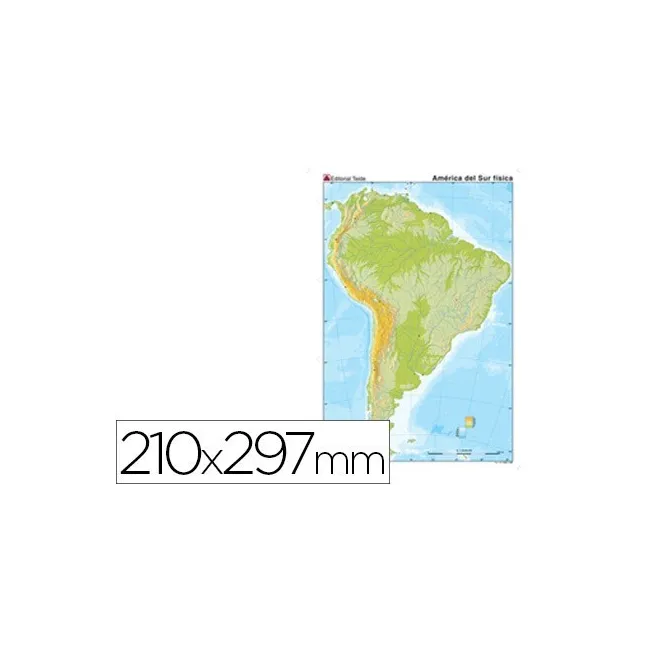 MAPA MUDO TEIDE COLOR DIN A4 AMERICA SUR FISICO