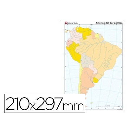 MAPA MUDO TEIDE COLOR DIN A4 AMERICA SUR POLITICO