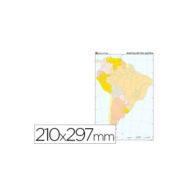 MAPA MUDO TEIDE COLOR DIN A4 AMERICA SUR POLITICO