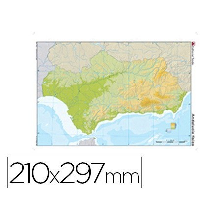 MAPA MUDO TEIDE COLOR DIN A4 ANDALUCIA FISICO