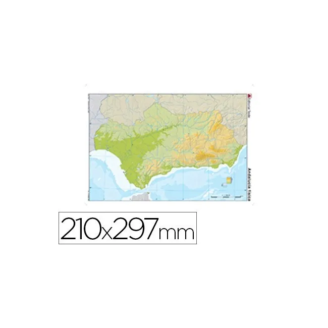 MAPA MUDO TEIDE COLOR DIN A4 ANDALUCIA FISICO
