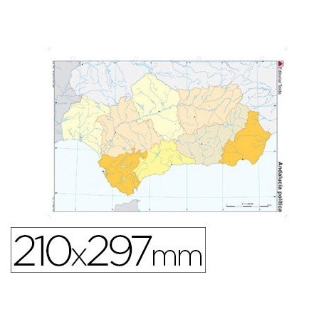 MAPA MUDO TEIDE COLOR DIN A4 ANDALUCIA POLITICO