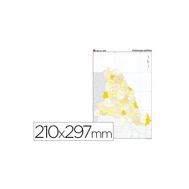 MAPA MUDO TEIDE COLOR DIN A4 CATALUÑA POLITICO