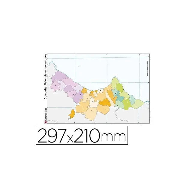 MAPA MUDO TEIDE COLOR DIN A4 COMUNIDAD VALENCIANA POLITICO