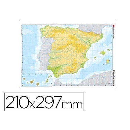 MAPA MUDO TEIDE COLOR DIN A4 ESPAÑA -FISICO
