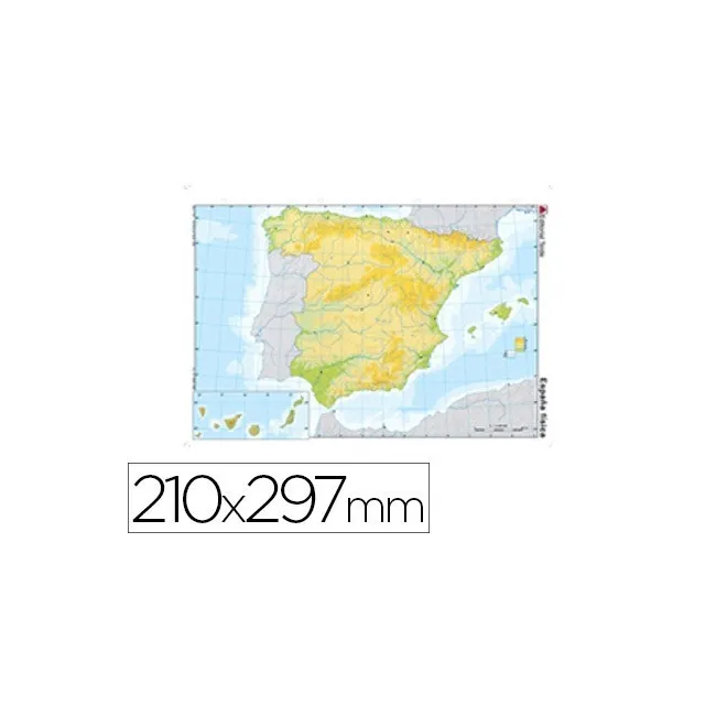 MAPA MUDO TEIDE COLOR DIN A4 ESPAÑA -FISICO