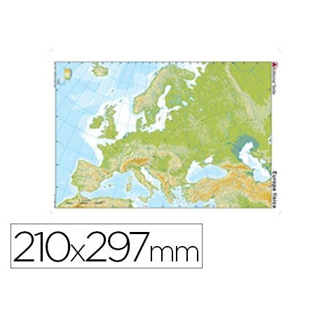 MAPA MUDO TEIDE COLOR DIN A4 EUROPA -FISICO