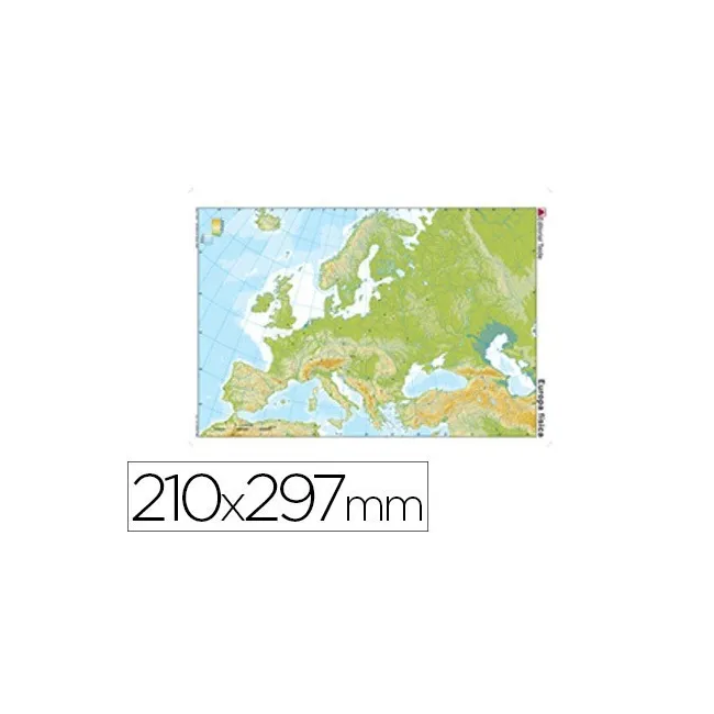 MAPA MUDO TEIDE COLOR DIN A4 EUROPA -FISICO