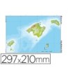 MAPA MUDO TEIDE COLOR DIN A4 ISLAS BALEARES FISICO