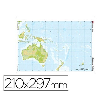 MAPA MUDO TEIDE COLOR DIN A4 OCEANIA -FISICO