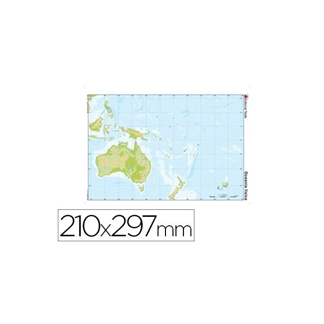 MAPA MUDO TEIDE COLOR DIN A4 OCEANIA -FISICO