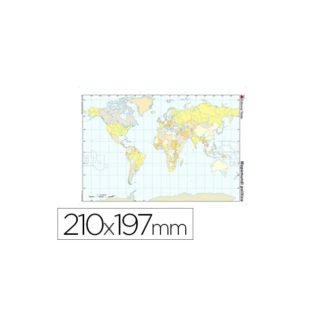 MAPA MUDO TEIDE COLOR DIN A4 PLANISFERIO POLITICO