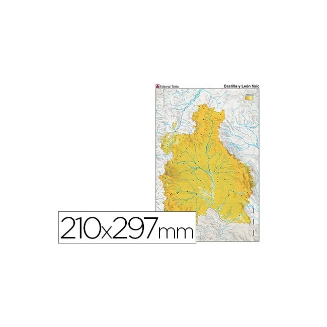 MAPA MUDO TEIDE COLOR DIN A4 CASTILLA-LEON FISICO