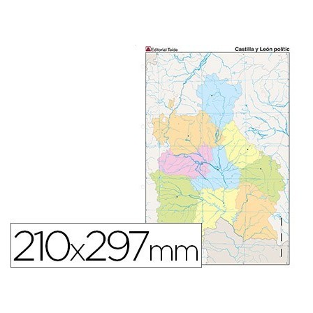 MAPA MUDO TEIDE COLOR DIN A4 CASTILLA-LEON POLITICO
