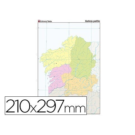 MAPA MUDO TEIDE COLOR DIN A4 GALICIA POLITICO