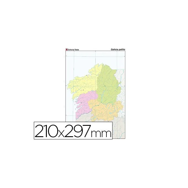 MAPA MUDO TEIDE COLOR DIN A4 GALICIA POLITICO