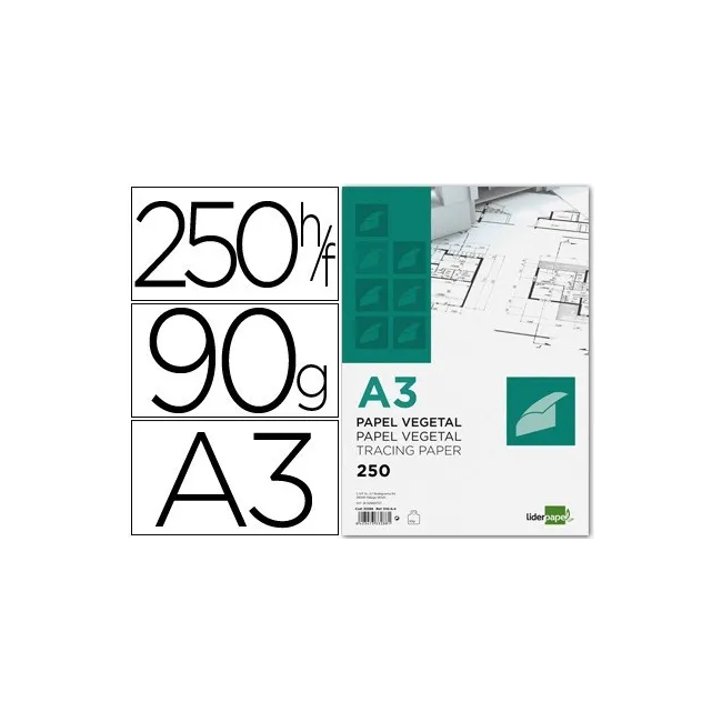 PAPEL DIBUJO LIDERPAPEL 297X420MM 90G/M2 VEGETAL
