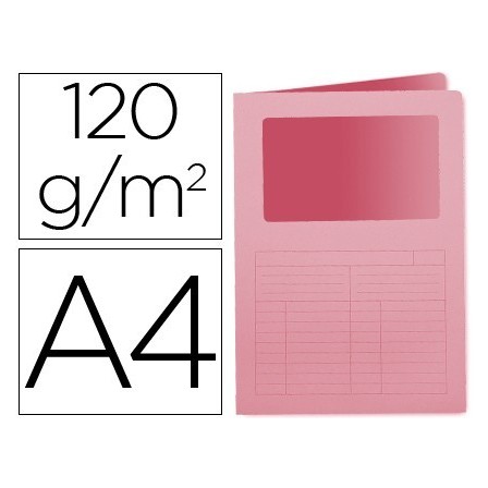 SUBCARPETA CARTULINA Q-CONNECT DIN A4 ROSA CON VENTANA TRANSPARENTE...