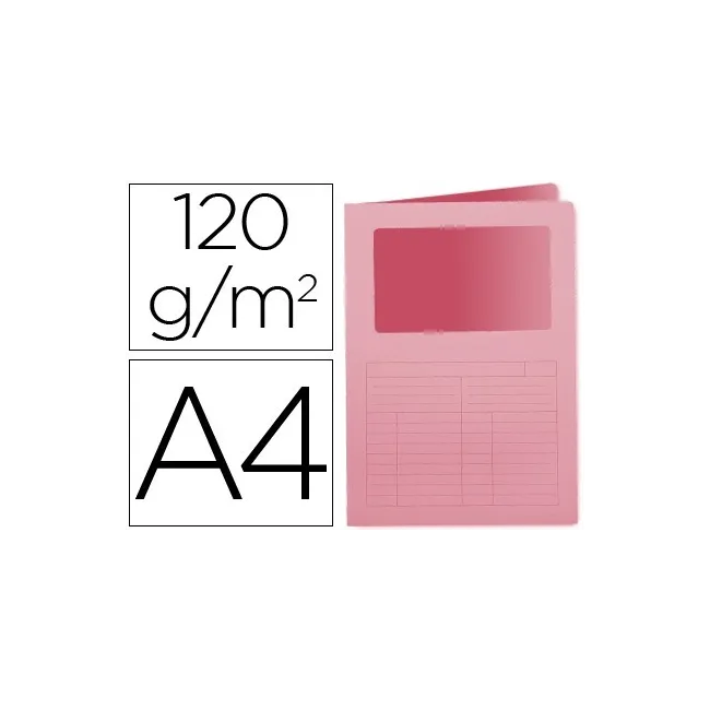 SUBCARPETA CARTULINA Q-CONNECT DIN A4 ROSA CON VENTANA TRANSPARENTE...