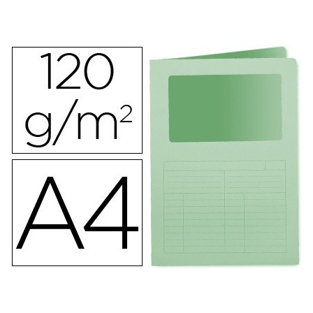 SUBCARPETA CARTULINA Q-CONNECT DIN A4 VERDE CON VENTANA TRANSPARENT...