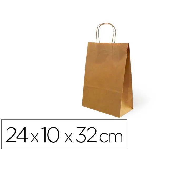 BOLSA DE PAPEL BASIKA KRAFT RECICLADO ASA RETORCIDA LISO NATURAL TA...