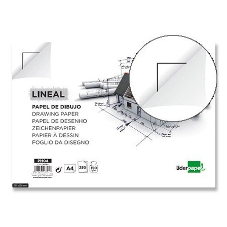 PAPEL DIBUJO LIDERPAPEL 210X297MM 150G/M2 CON CAJETIN